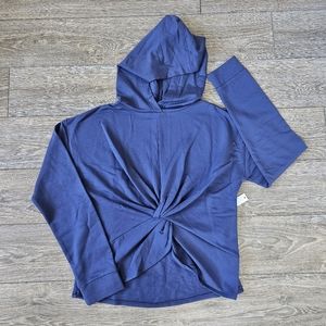 CORE IO Blue Twist Front Lightweight Pullover Hoodie Sweatshirt